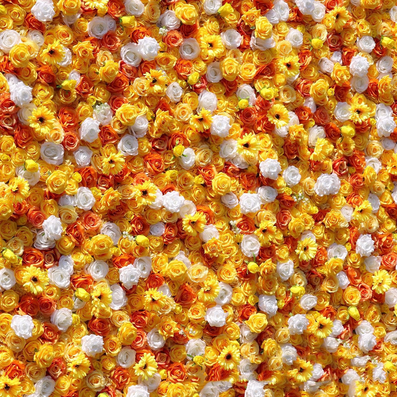 Duża ściana z kwiatów hortensji, sztuczne tło ścienne serii 5D Yellow, realistyczne kwiaty tkaniny na wesela plenerowe, imprezy, dekoracje wieczór panieński | 1x2m/3.28x6.56ft