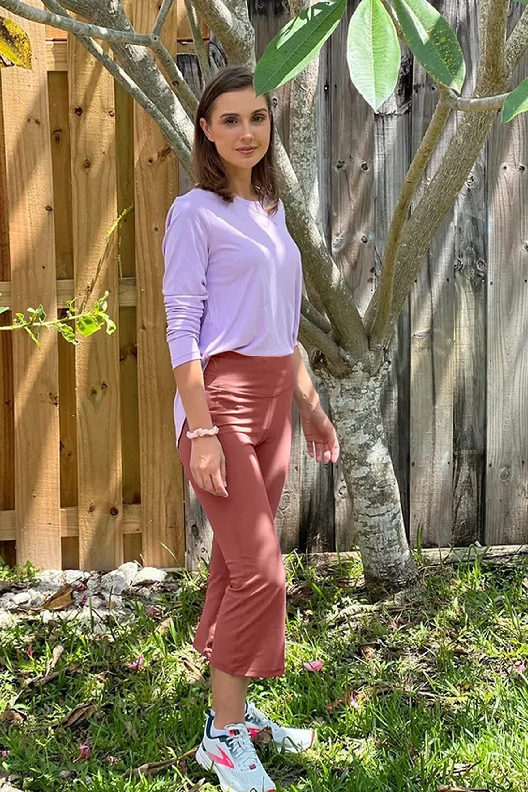 Promover Pantalones de Yoga Mujer Pierna Ancha Elásticos con Bolsillos Estilo Deportivo y Casual Efecto Reductor de Abdomen