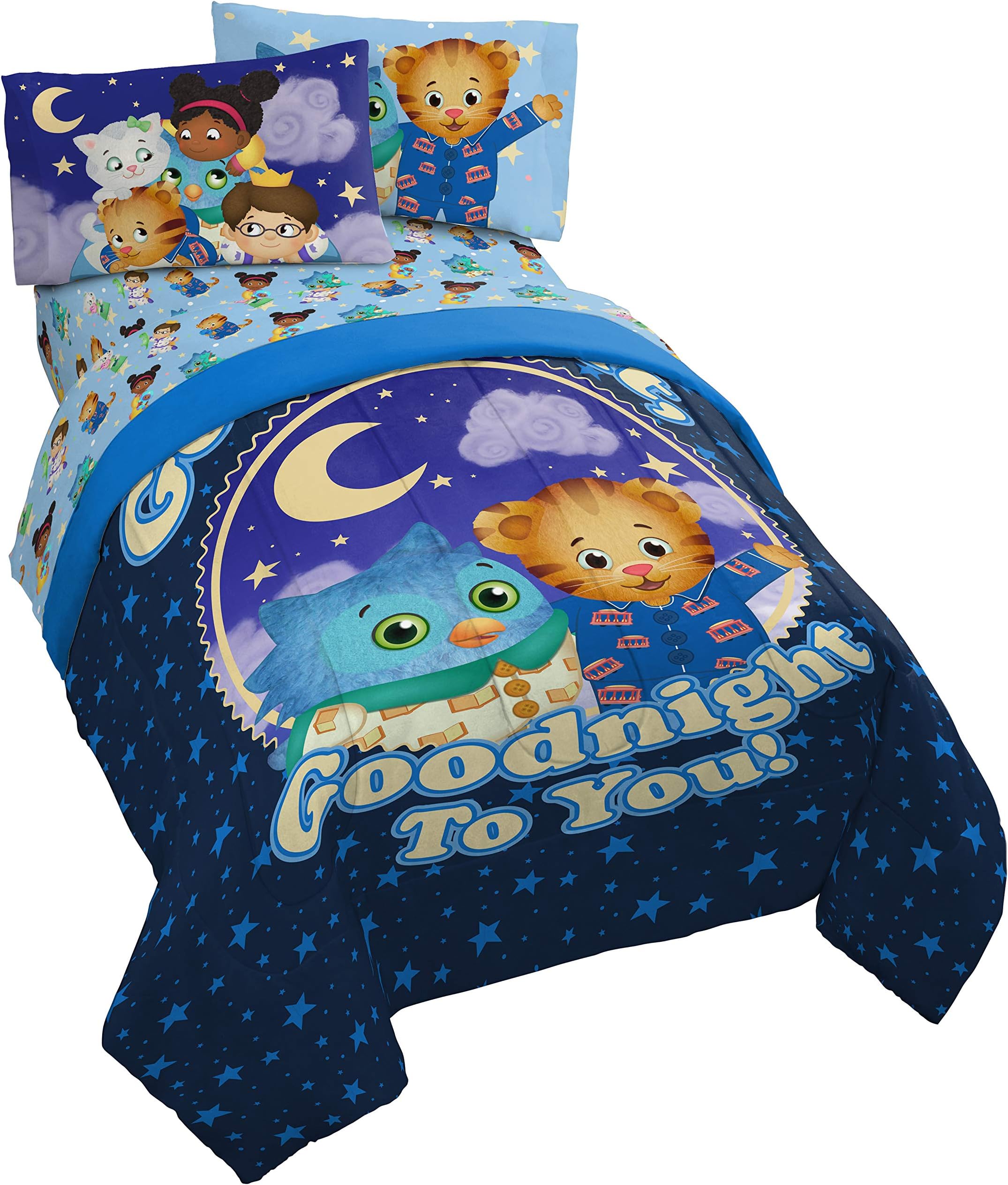 Jay Franco Daniel Tiger Good Dreams 4 Piece Twin Bed Set - Includes Comforter & Sheet Set - Bedding Features O The Owl - Super Soft Fade Resistant Microfiber (Official Daniel Tiger Product)