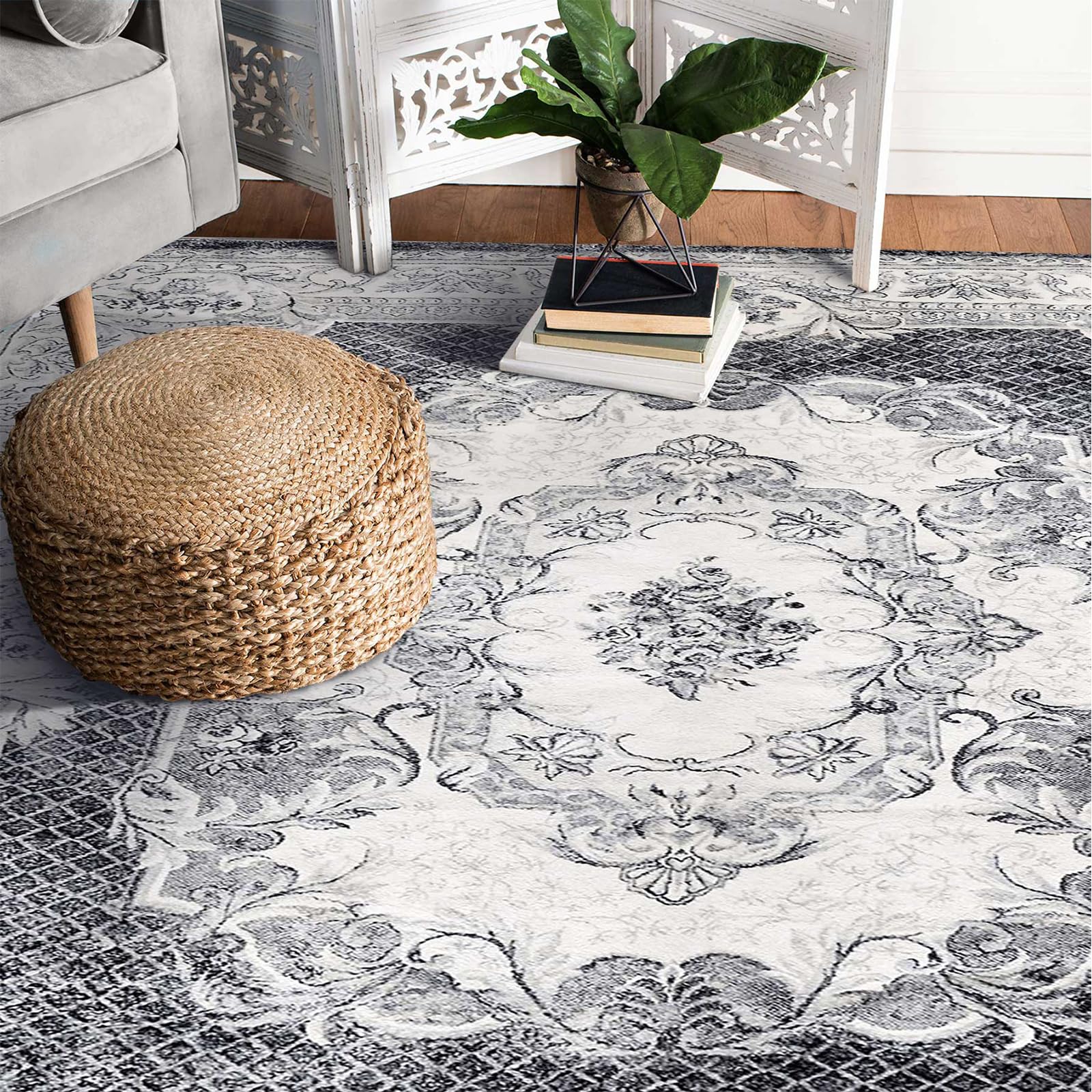 Tinyboy-hbq Tappeti Salotto Moderno Soggiorno Tappeto Morbido Tappeti Moderni Soggiorno a Pelo Corto per Tappeto Sala Camera da Letto (Grigio bianco, 120 * 160cm)