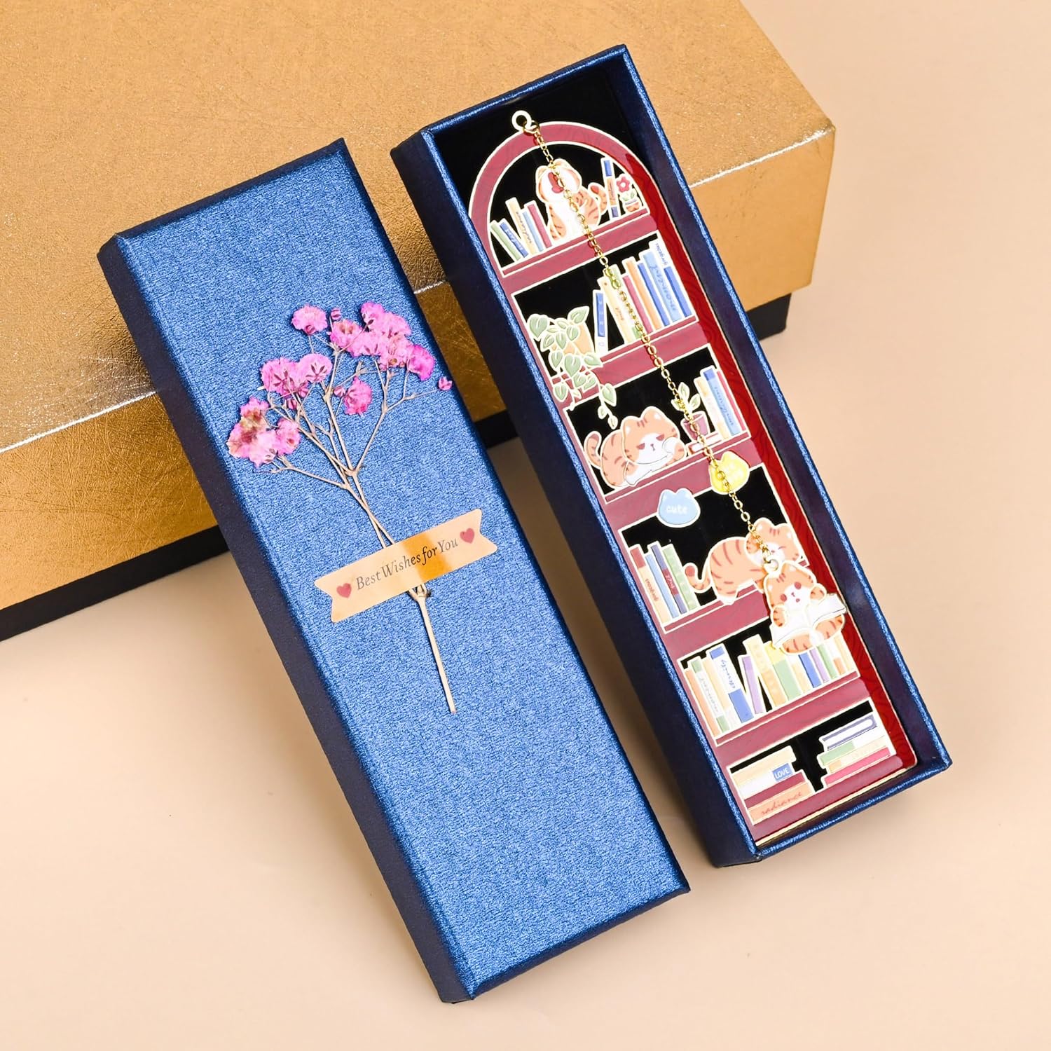 Orange Tabby Cat Metal Bookmark with Cat Charm and Gift Box, Valentine Gifts, End of Year Gift, Gifts for Mom, Teacher, Retirement, Women, Lover, Book Lover, Cat Lover - Image 4