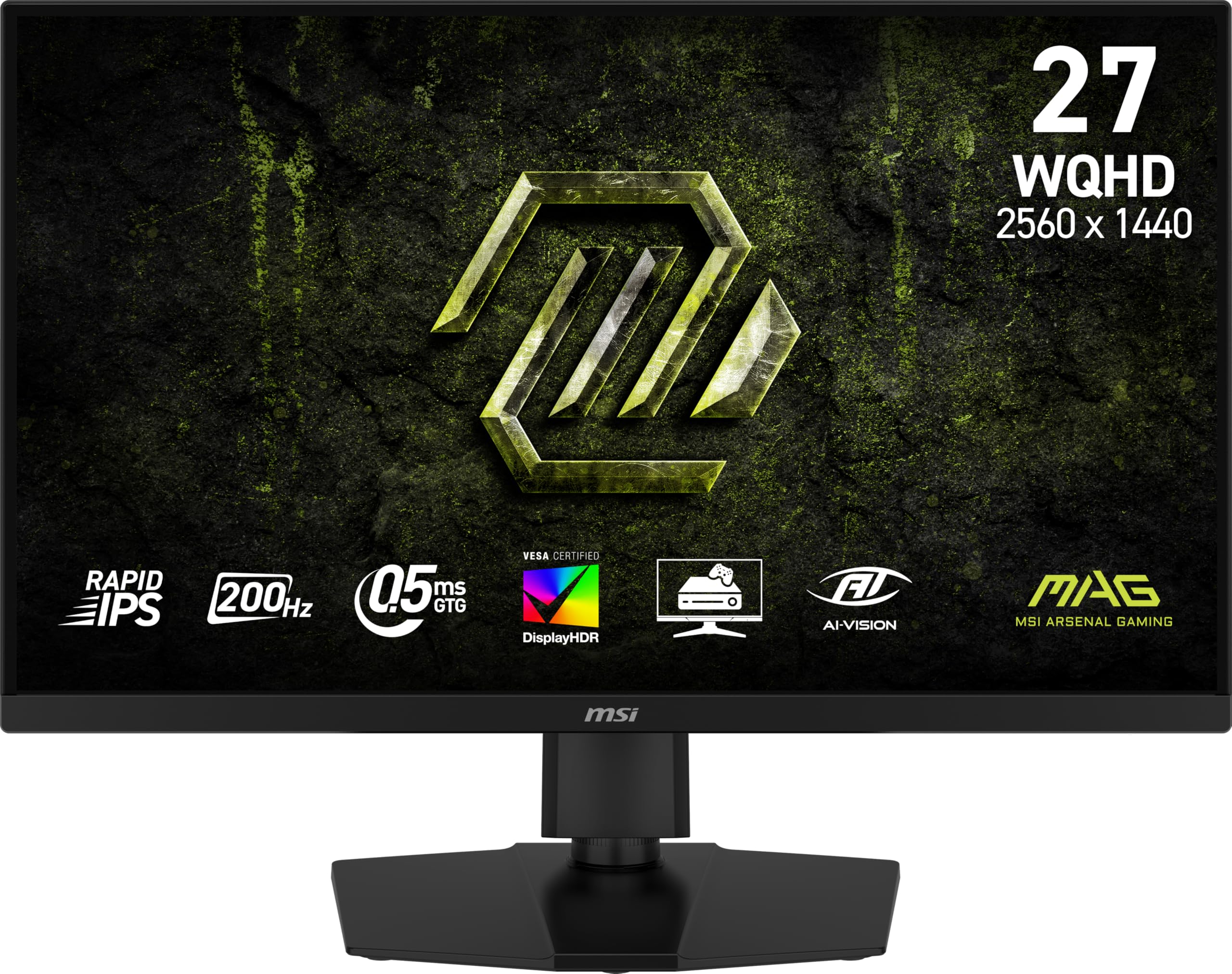 msi MAG 274QPF E20 27-inch 2560 x 1440 (QHD) Gaming Monitor, 200Hz, Adaptive Sync, HDR Ready, HDMI, VGA Port, VESA Mountable, Tilt, 4-Side Slim Bezel, 0.5ms, Black