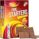 Fire Starter Squares, 160 pcs - Charcoal Fire Starters for Campfires, Grill, Outdoor Pit, Fireplace, Wood Stove, BBQ - Firestarter Sticks, Water Resistant & Odorless - Camping Accessories Essentials