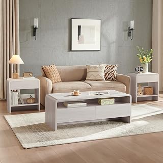 AMERLIFE 3-Piece Modern Set with Storage Drawers, White