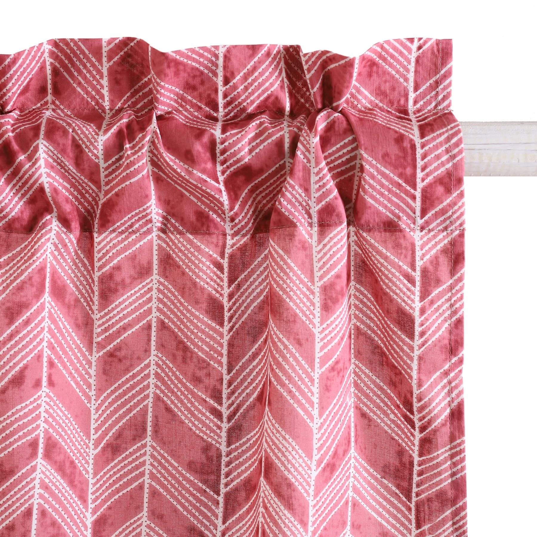 Ravaiyaa - Attitude is everything Semi Sheer Hand Printed Half Window Kitchen Curtain 100% Cotton Short Drapery Valance Curtain 40" X 18" Inch (Maroon Arrow), Rod Pocket 1