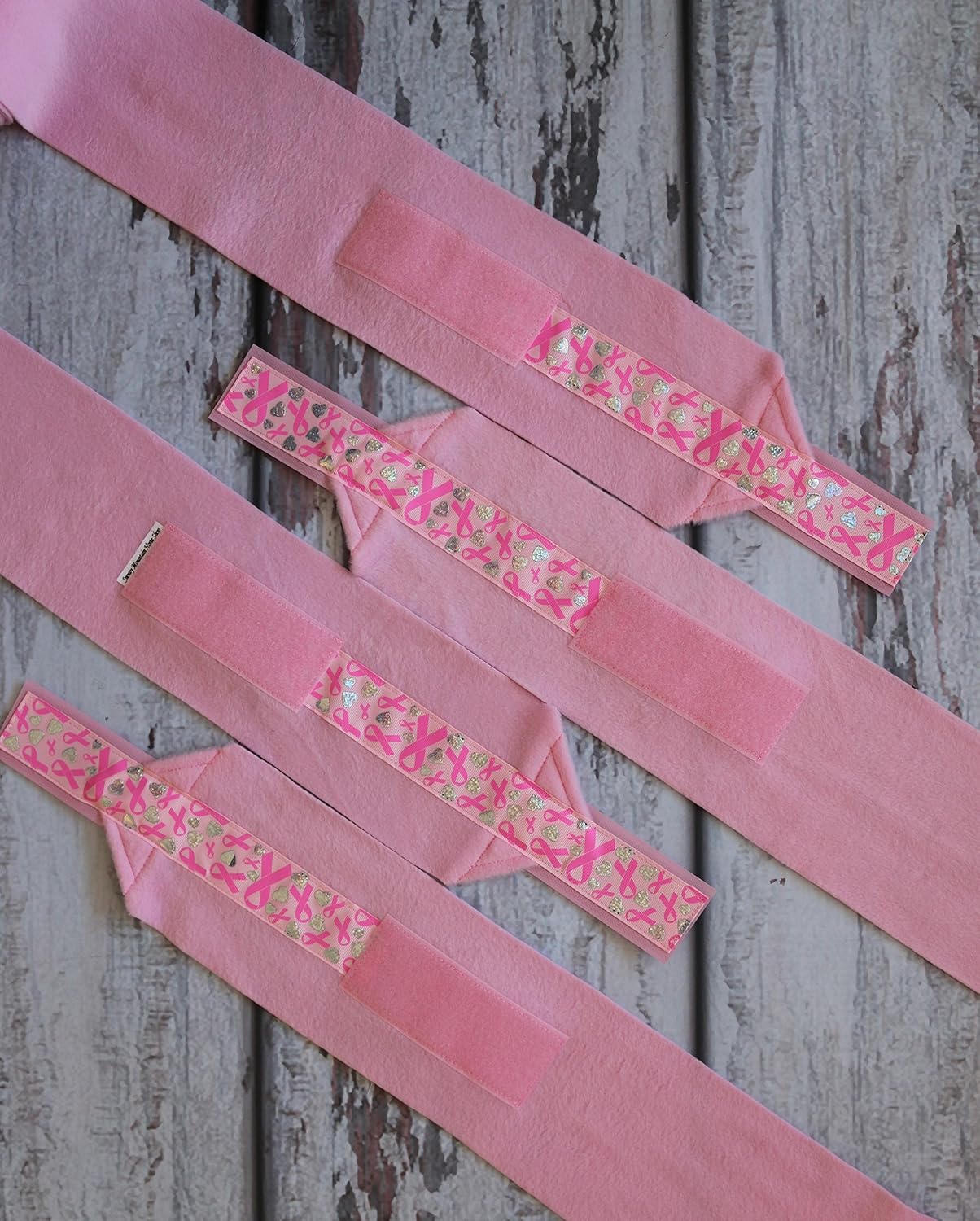 Polo Wraps/Stable Wraps, Set of 4 Breast Cancer Awareness Hologram Hearts Pink Base : Pet Supplies
