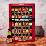 Thoughtfully Gifts, Master Hot Sauce Collection Gift Set, Flavors Include Garlic Herb, Cayenne Bacon, Apple Whiskey, Mango Habanero and More, Pack of 30