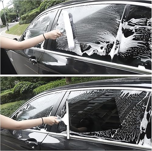 Miniatura 10 de LGJJ Escoba de goma para piso, escoba de goma de 17 pulgadas con poste de aleación de aluminio de 51 pulgadas para azulejos de baño, concreto de