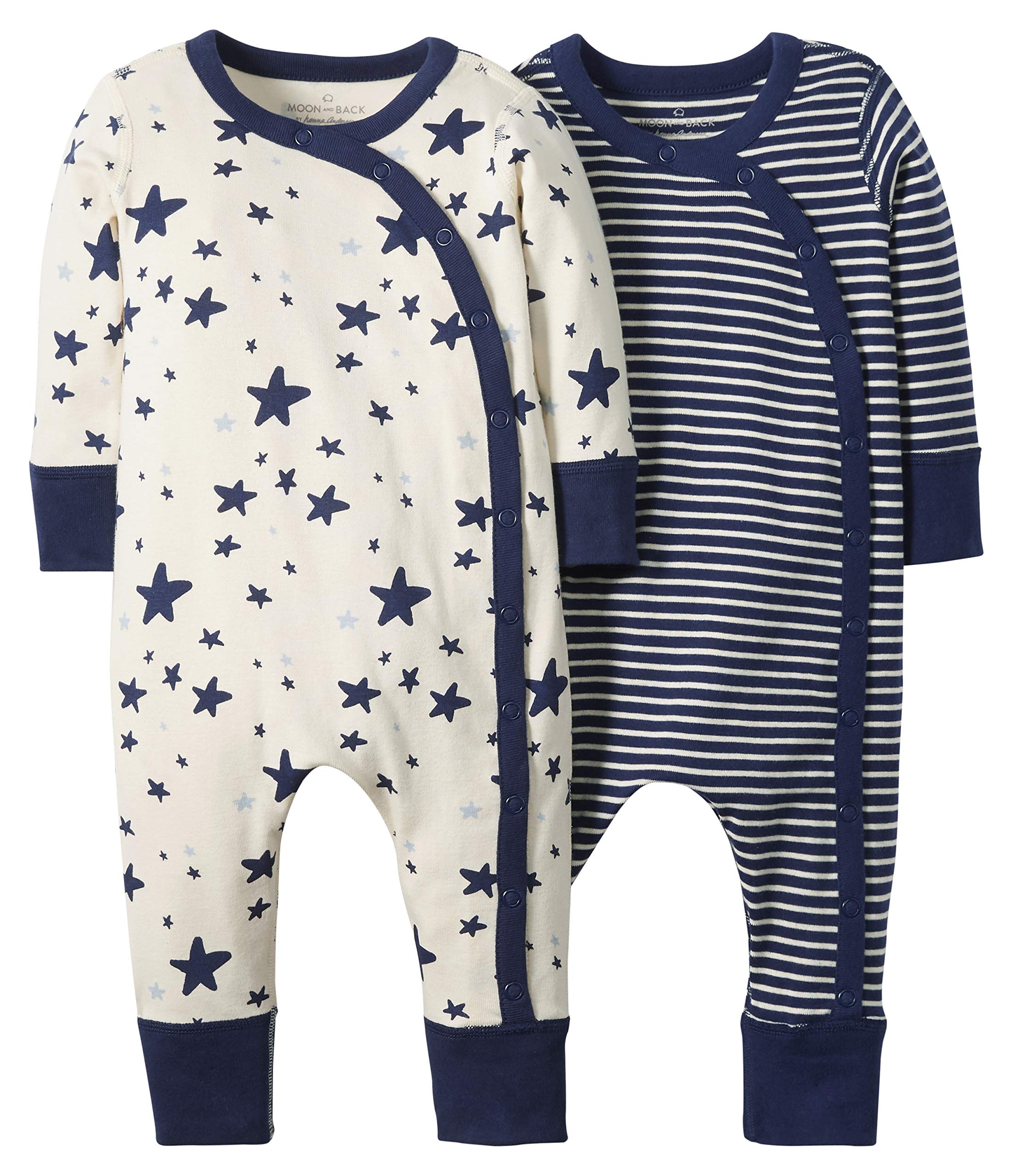 Moon and Back by Hanna AnderssonBoys' Organic 2 Pack Long Sleeve Romper