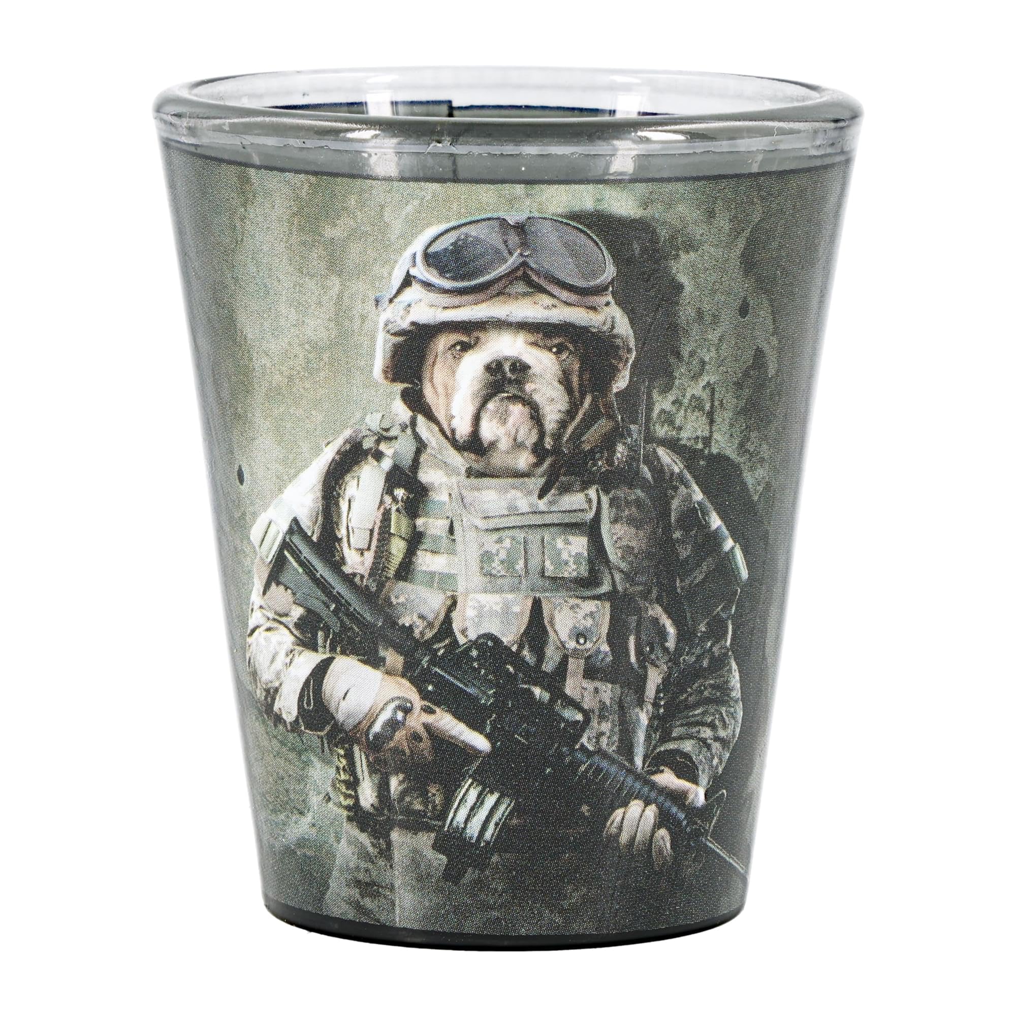 Petit verre Combat Marine Dog robuste avec graphisme de bouledogue militaire