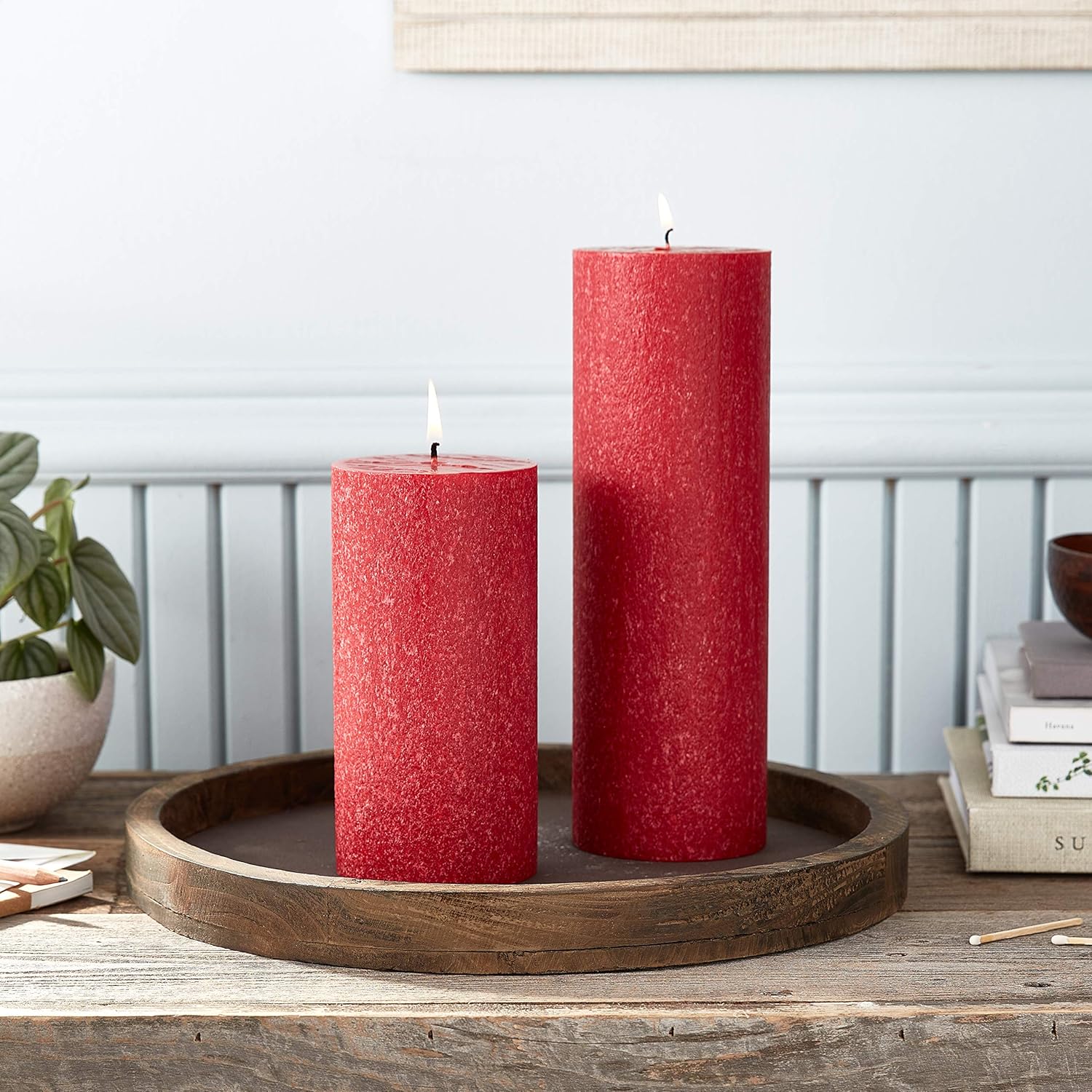 Root Candles Unscented Candles Premium Beeswax Blend Pillar Candle, 3 x 9-Inches, Red