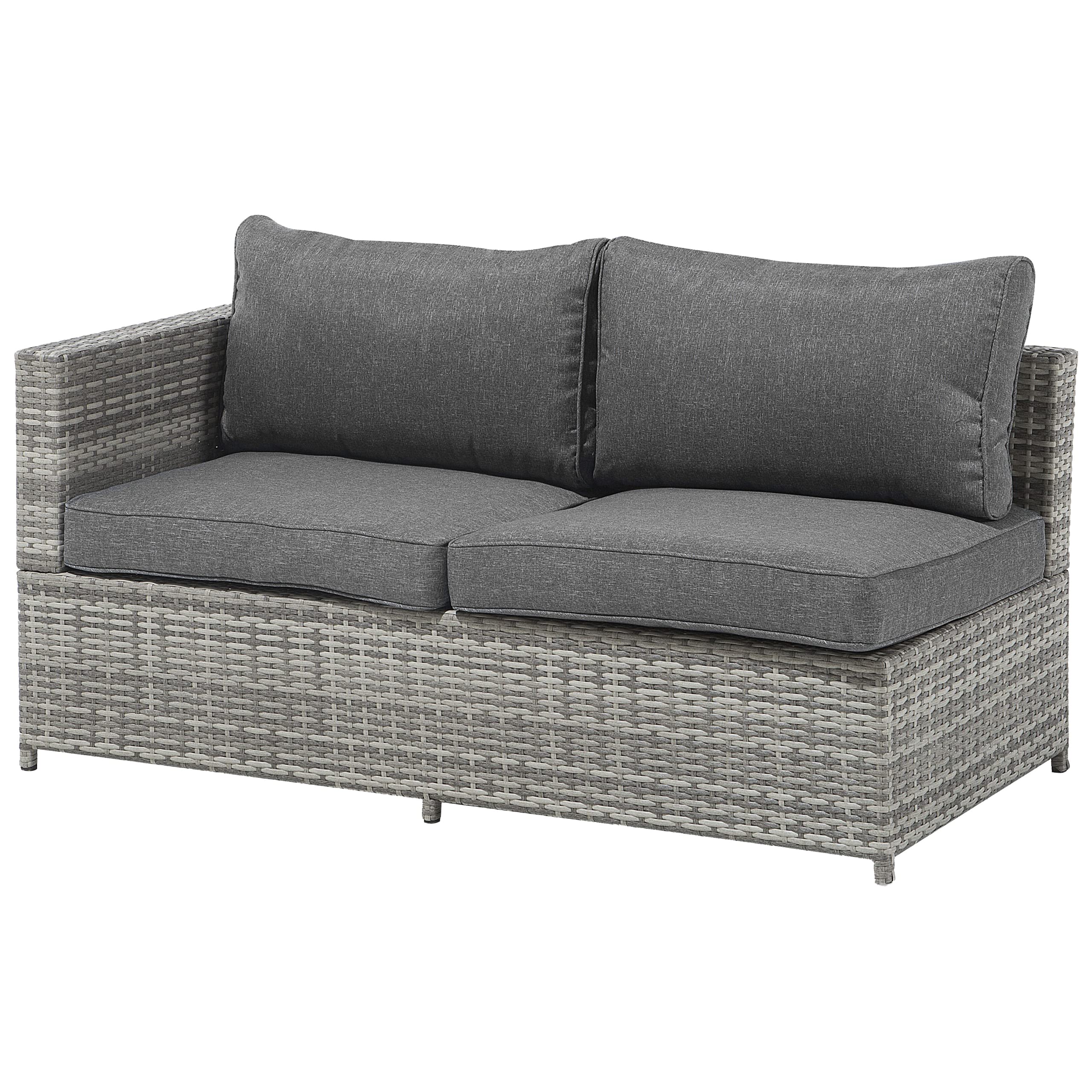 4-Sitzer Lounge Set Rattan grau Ecksofa mit Tisch Auflagen dunkelgrau Avola