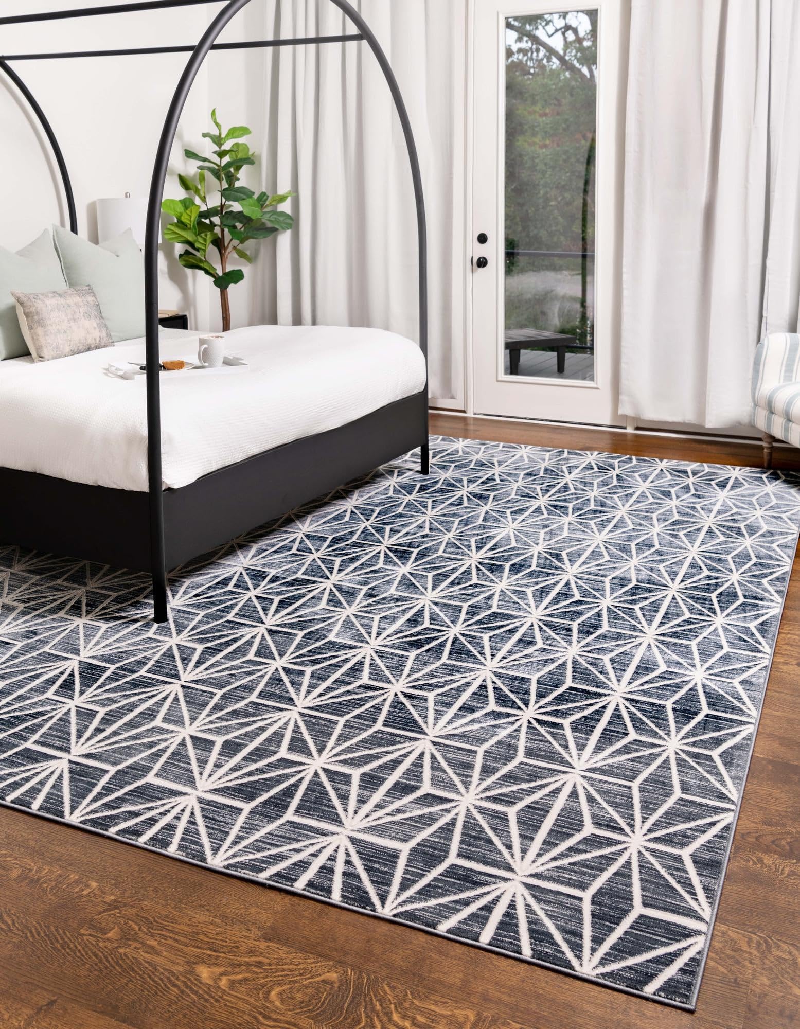 Jill Zarin Uptown Collection Area Rug - Fifth Avenue (2' x 3' 1" Rectangle Navy Blue/Ivory)