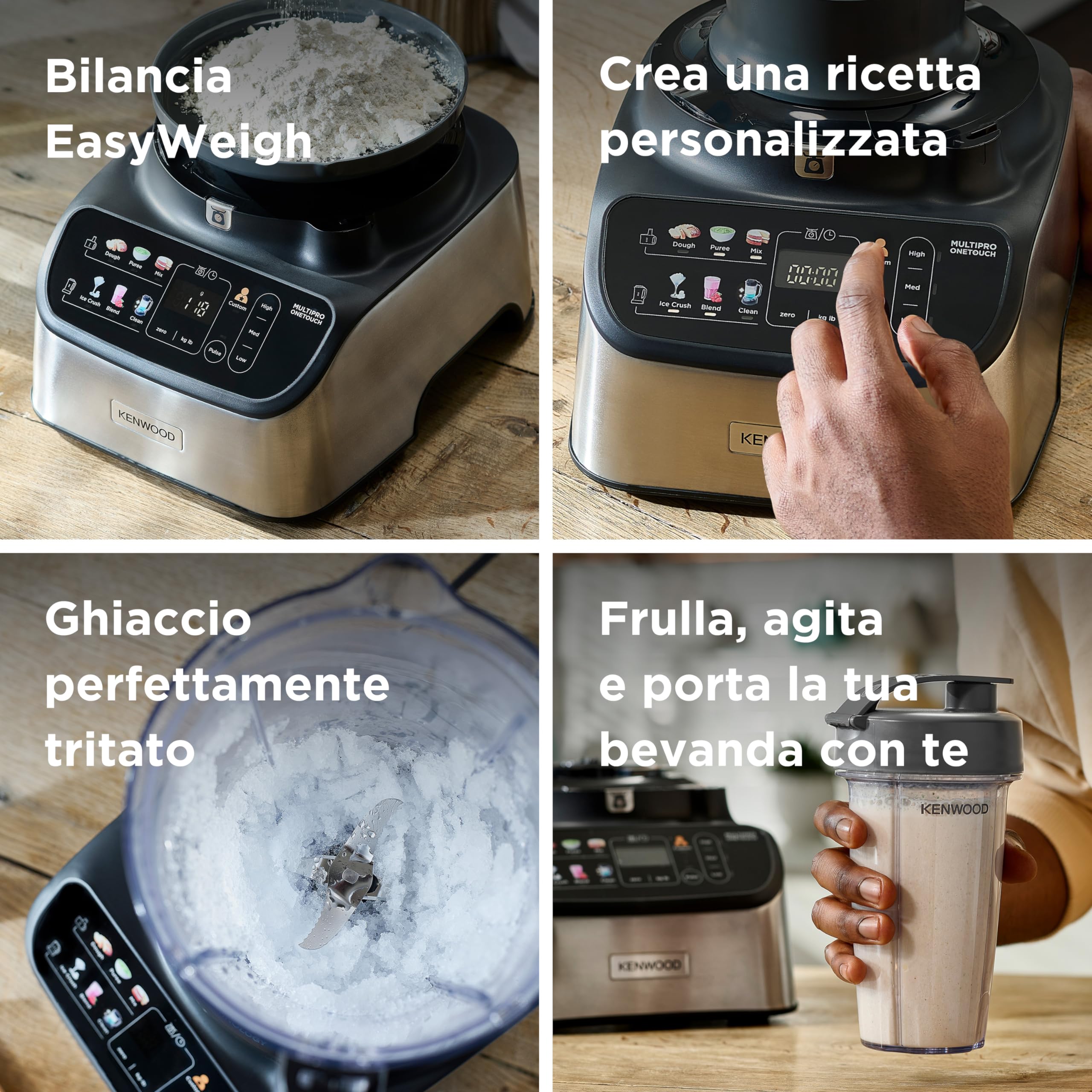 Kenwood MultiPro OneTouch FDM73.850SS, Robot da Cucina Multifunzione con 13 Accessori, Bilancia Integrata, Lavabile in Lavastoviglie, 1000W, Argento