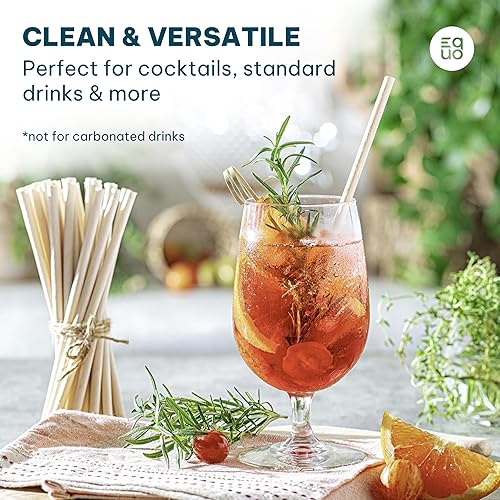 Miniatura 8 de EQUO Pajitas de coco (paquete de 100, estándar), sin plástico, compostables en el hogar, pajitas ecológicas para refrescos, jugos, café y más