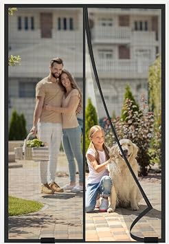 Magnetic Screen Door 38"x82" 2025 Model, 52 Powerful Magnets, Upgraded Mesh, Easy Install, Self-Sealing, Pet Tested, Tie Backs, Screen Door Mesh