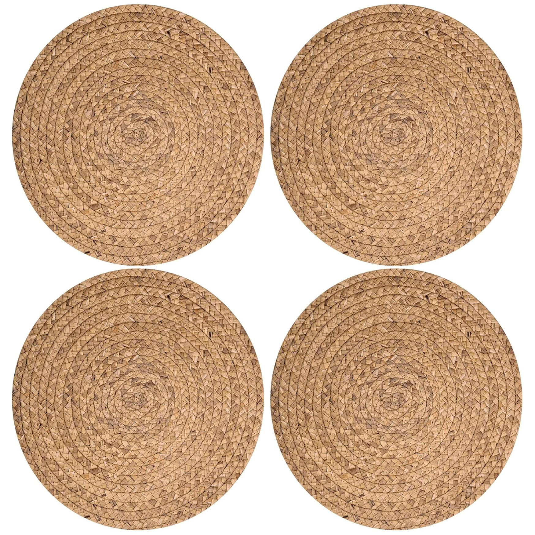 Muzrunq Khaki Place Mats For Table 4, 10 Inch Round Rattan Placemats, Papyrus Woven Placemats For Kitchen Dining Table Place Mats For 4, Rattan