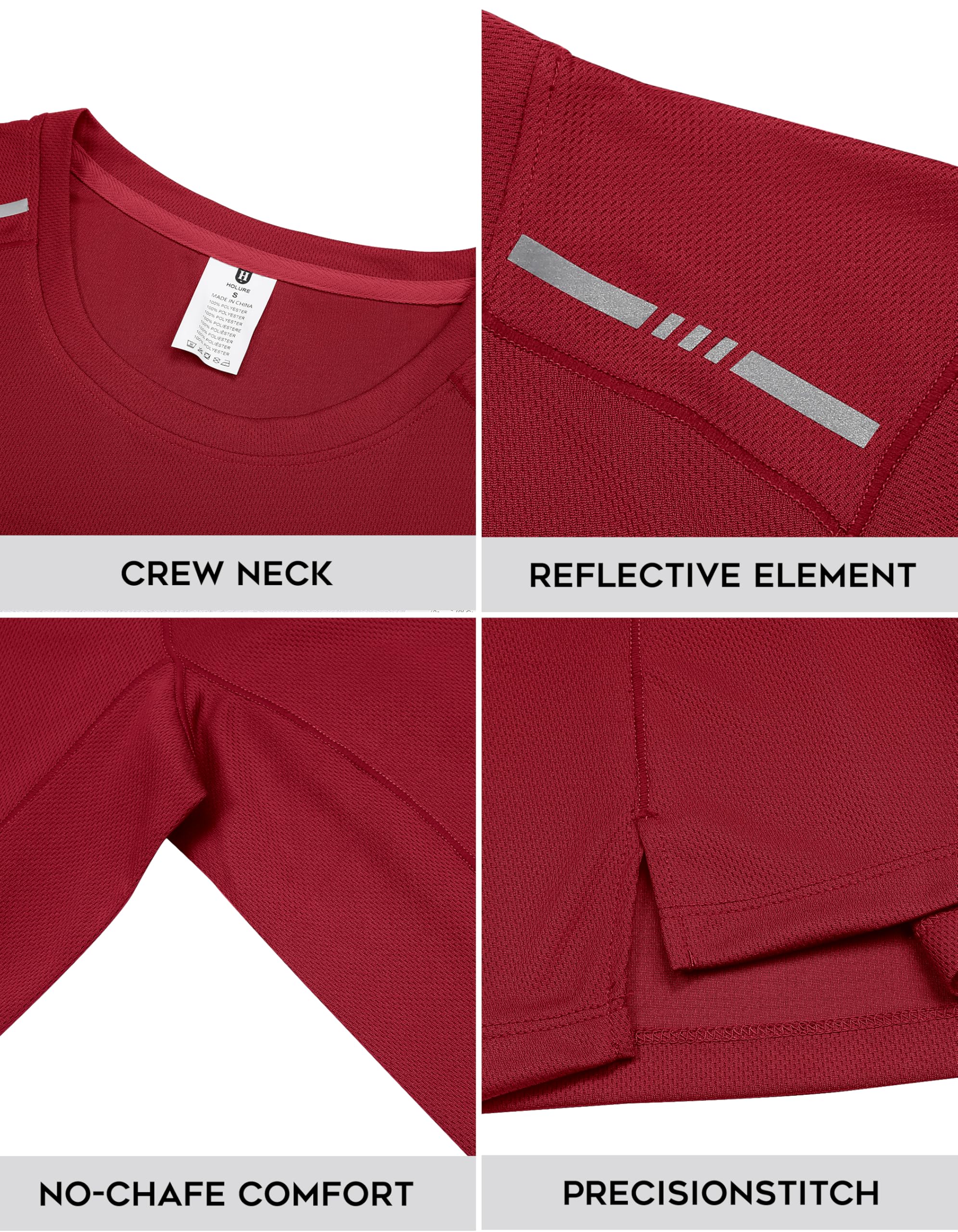 Holure Paquete de 3 o 5 camisetas de entrenamiento para hombre, camiseta de secado rápido, absorbe la humedad, camisetas de manga larga atléticas con costuras reflectantes y planas