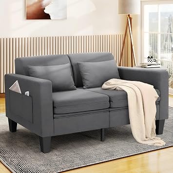 6 in 1 Multifunctional Sofa Bed, 58" Convertible Pull Out Couch, Loveseat Sleeper w/Removable Backrest, Foldable Mat, Storage Pockets & 2 Pillows, Modern Folding Linen Sofas for Small Spaces, Gray