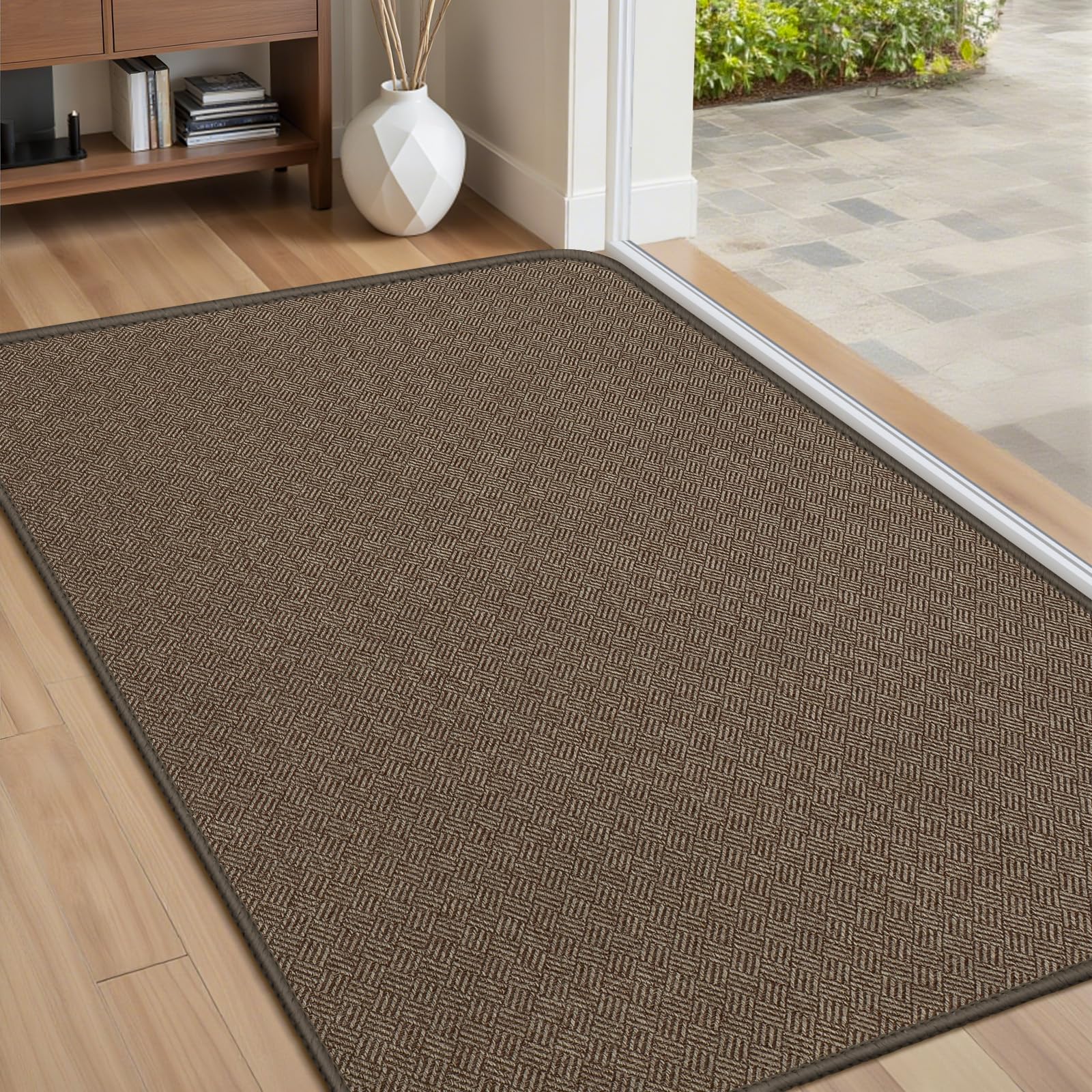 Zerbino Ingresso Interno 60x90cm, Tappeto Ingresso Interno Antiscivolo Lavabile, Tappeti Tappetino Assorbente per Casa Porta, Corridoio, Marrone