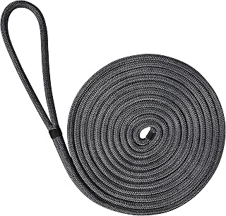 Double Braid Nylon Dock Lines, Premium Boat Rope Docking Lines Mooring Line Marine Ropes with 12 inch Eyelet (D: 3/8 inch 1/2 inch 5/8 inch, L: 16.5ft/25ft/50ft)
