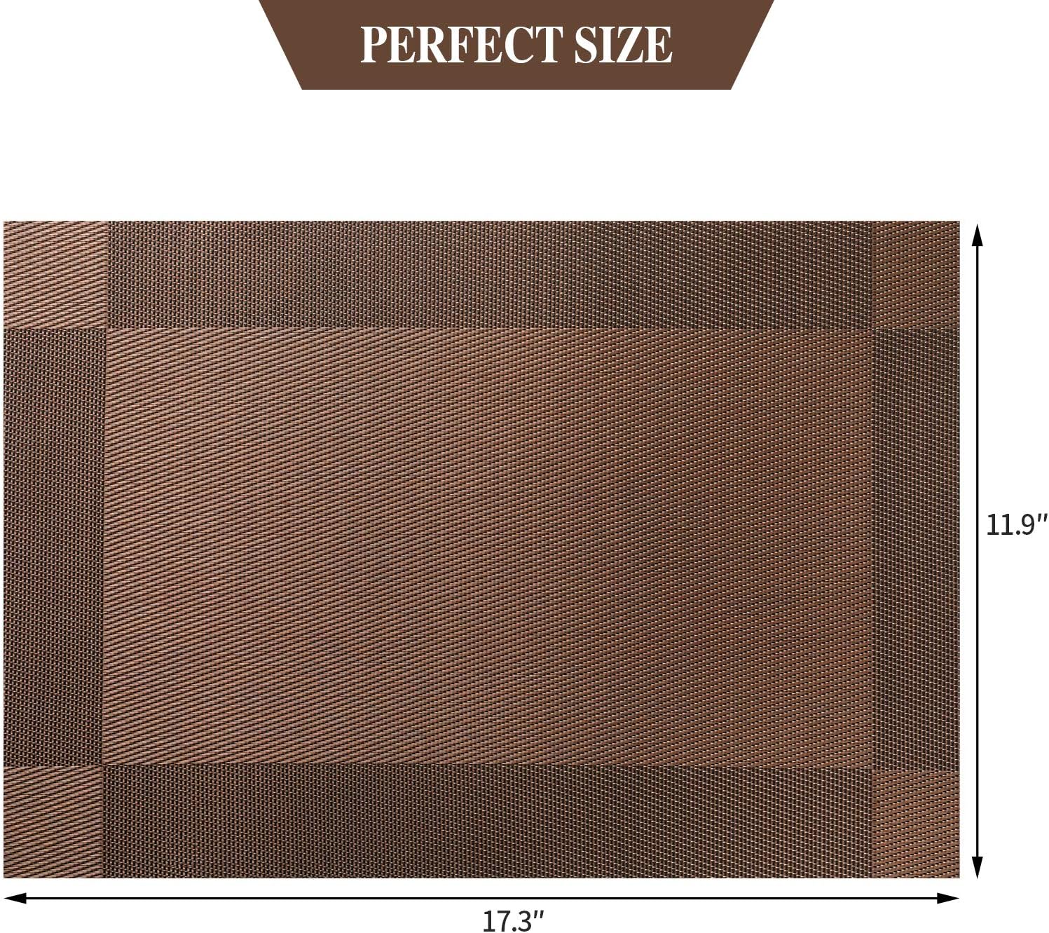 Zoymensu placemats Set of 8, Washable/Heat Resistant/Non-Slip/Stylish placemats, (Coffee) : Home & Kitchen