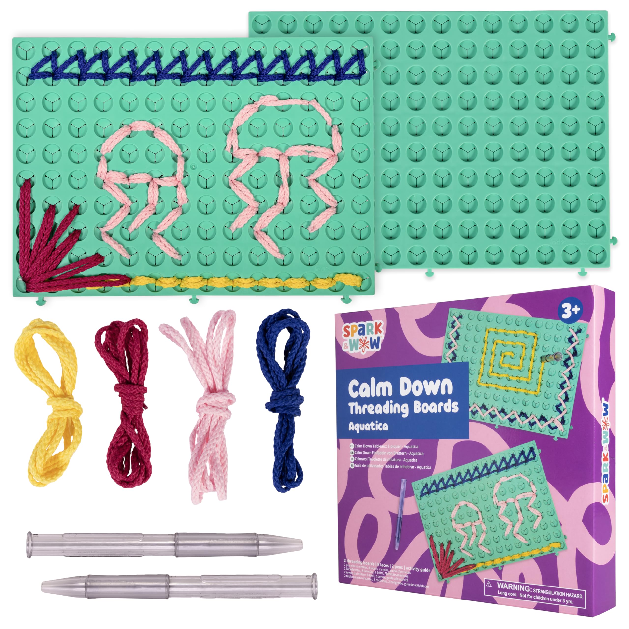 Spark & Wow Calm Down Threading Boards | Aquatica | Set of 2 | Calming Sensory Board | Social Emotional Learning Activities | Occupational Therapy Toys