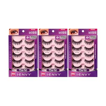iENVY by KISS So Wispy Eyelashes 5 Pair Multi Pack KPEM65 3 PACK Natural Wispy Style مصنوع من الشعر الطبيعي