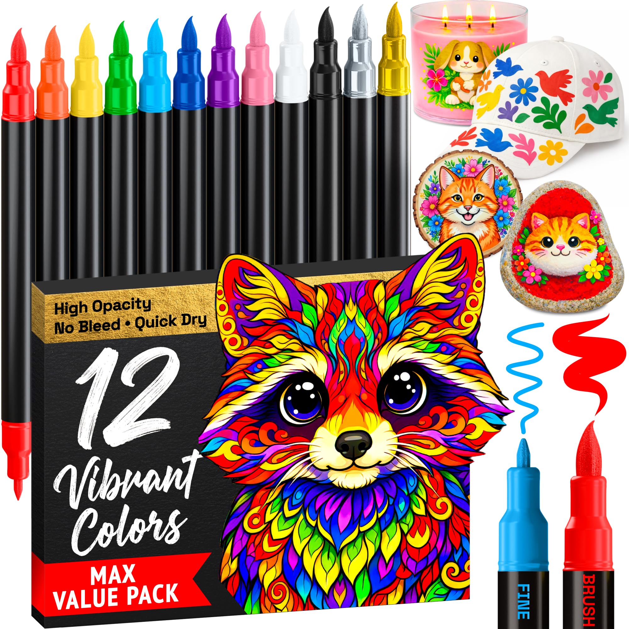 Photo 1 of ARTISTRO Dual-Tip Acrylic Paint Markers