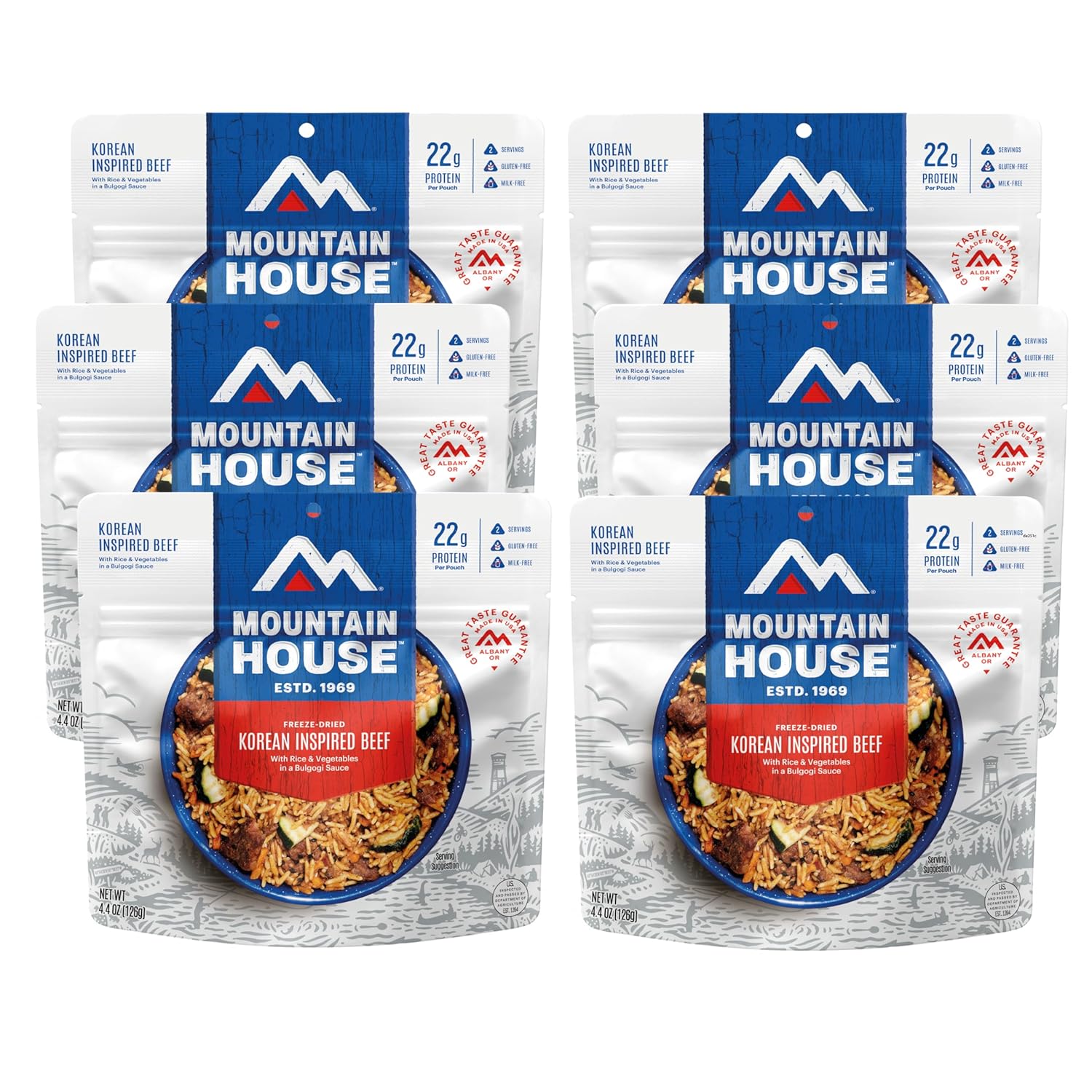 Mountain House GlutenFree Korean Inspired Beef FreezeDried Food for Camping, 12 Servings, 30Year ShelfLife 6 Pack