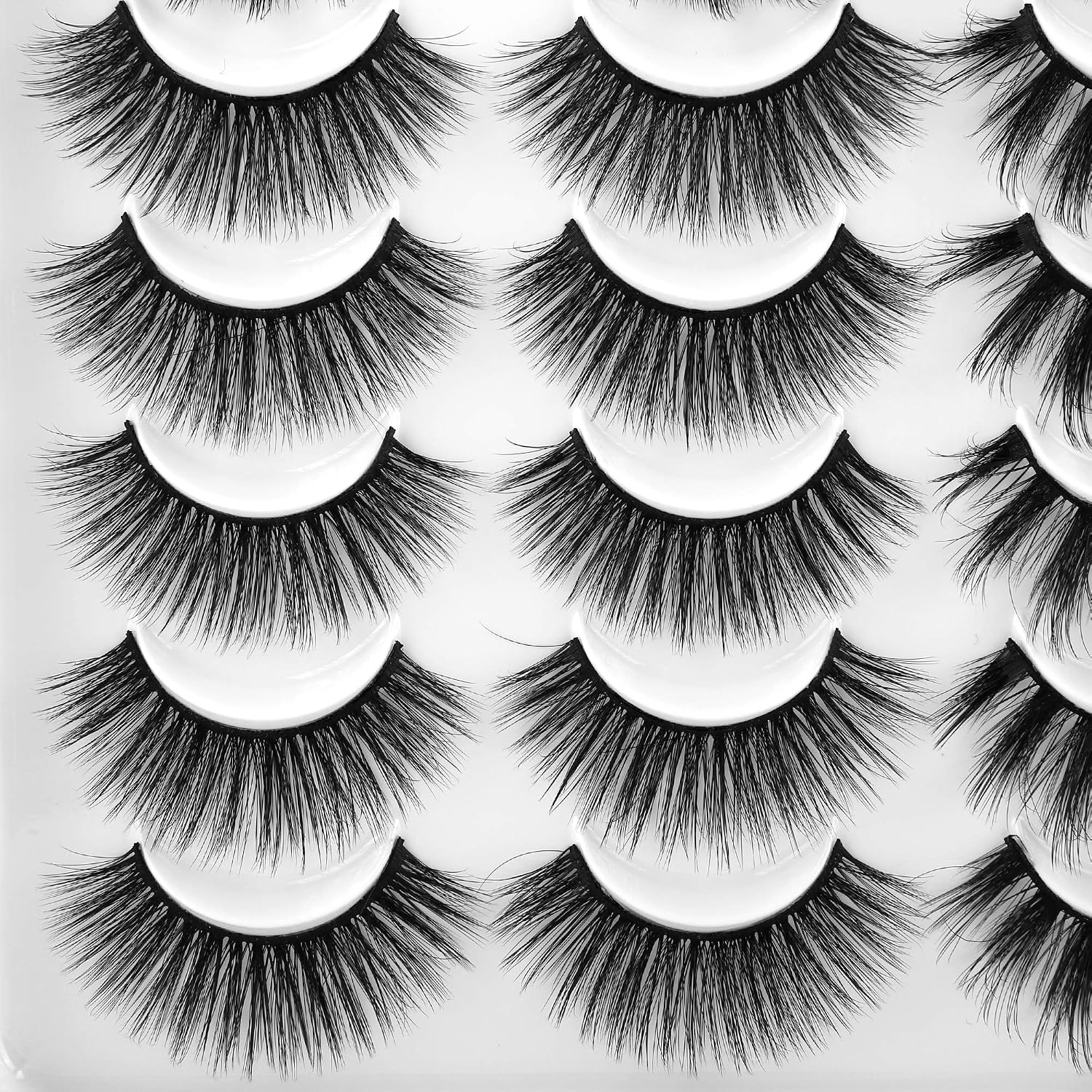 20 Pairs False Eyelashes 4 Styles Mixed Fluffy Cat-Eye Wispy Lashes ALPHONSE 3D Volume Luxurious Faux Mink Eyelashes Pack