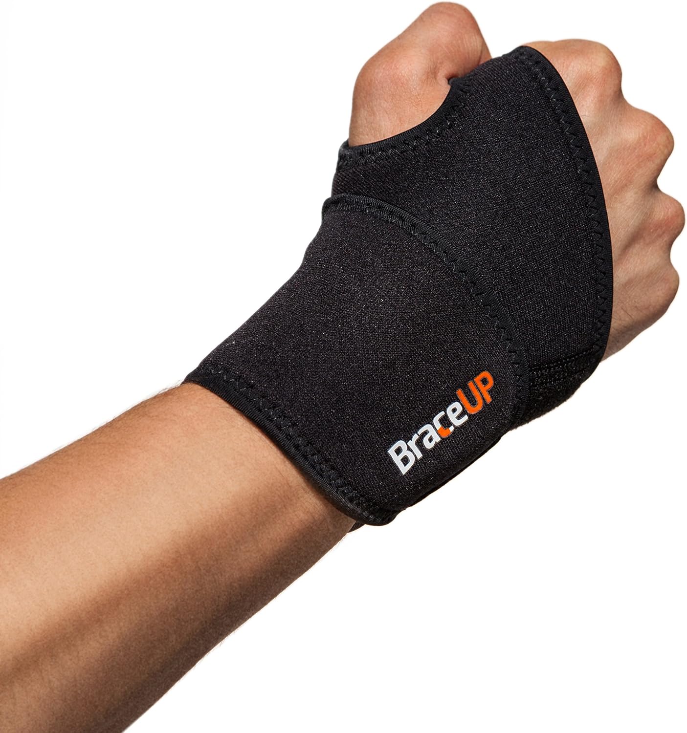 Adjustable Wrist Wraps by BraceUP for Men and Women - Workouts Wrist Band, Carpal Tunnel Compression Wrist Brace, Tendonitis Wrist Splint, Left Right Hand One Size Adjustable (Black)