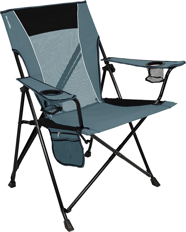 Sillas de camping portátiles Kijaro - Disfrute del aire libre con una silla deportiva plegable versátil para exteriores y césped - Posición de bloqueo con función de bloqueo doble - Hallet Peak Grey