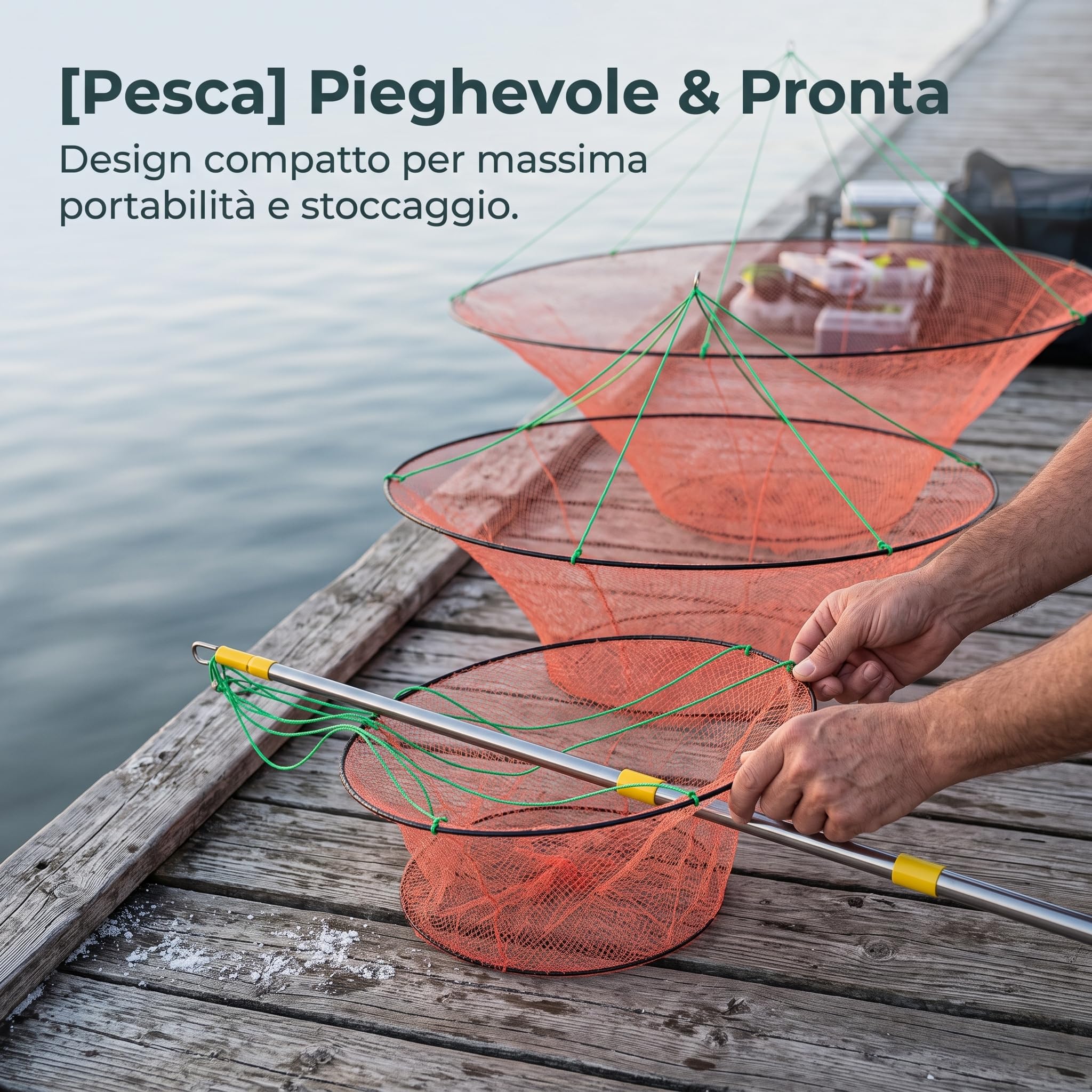 Rete da Pesca Trappola Esche Gamberi, Rete da Pesca Pieghevole Aperta, Maglia 2 cm, Diametro 2 Metri (Maglia 2 cm)