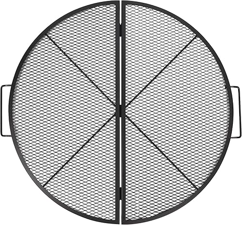 Lineslife X-Marks Rejilla portátil para fogata y parrilla de cocina, rejilla plegable redonda para fogata de camping, rejilla de parrilla para