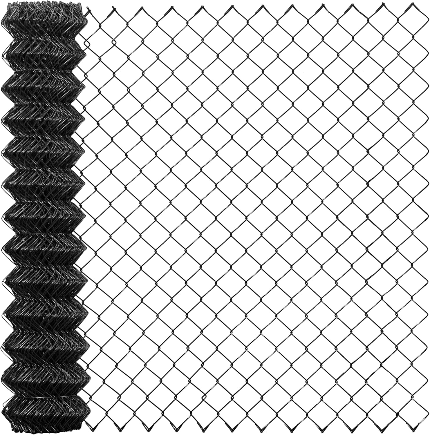 CAPHAUS Galvanized Steel 9 Gauge Black Vinyl Coated Chain Link Fencing Wire Roll, Galvanized Fence Fabric, Diamond Mesh Size 2-3/8 Inch (60 inch x 50ft.)