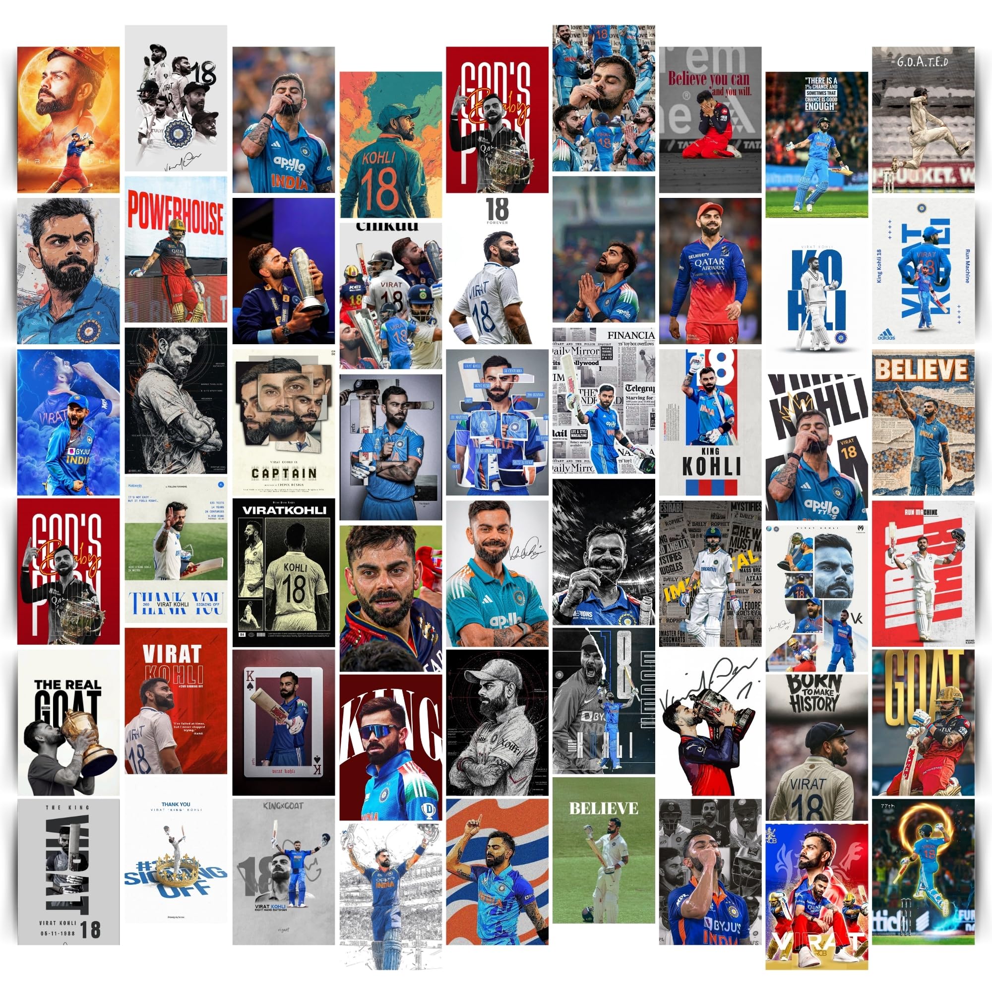 Posters Inc Virat Kohli Cricket Poster For Room A6 Size Pack Of 54 Posters Printed On 300 Gsm Matte Paper With Glue Dots Included Wall Decoration Poster Cricket Posters-image-33