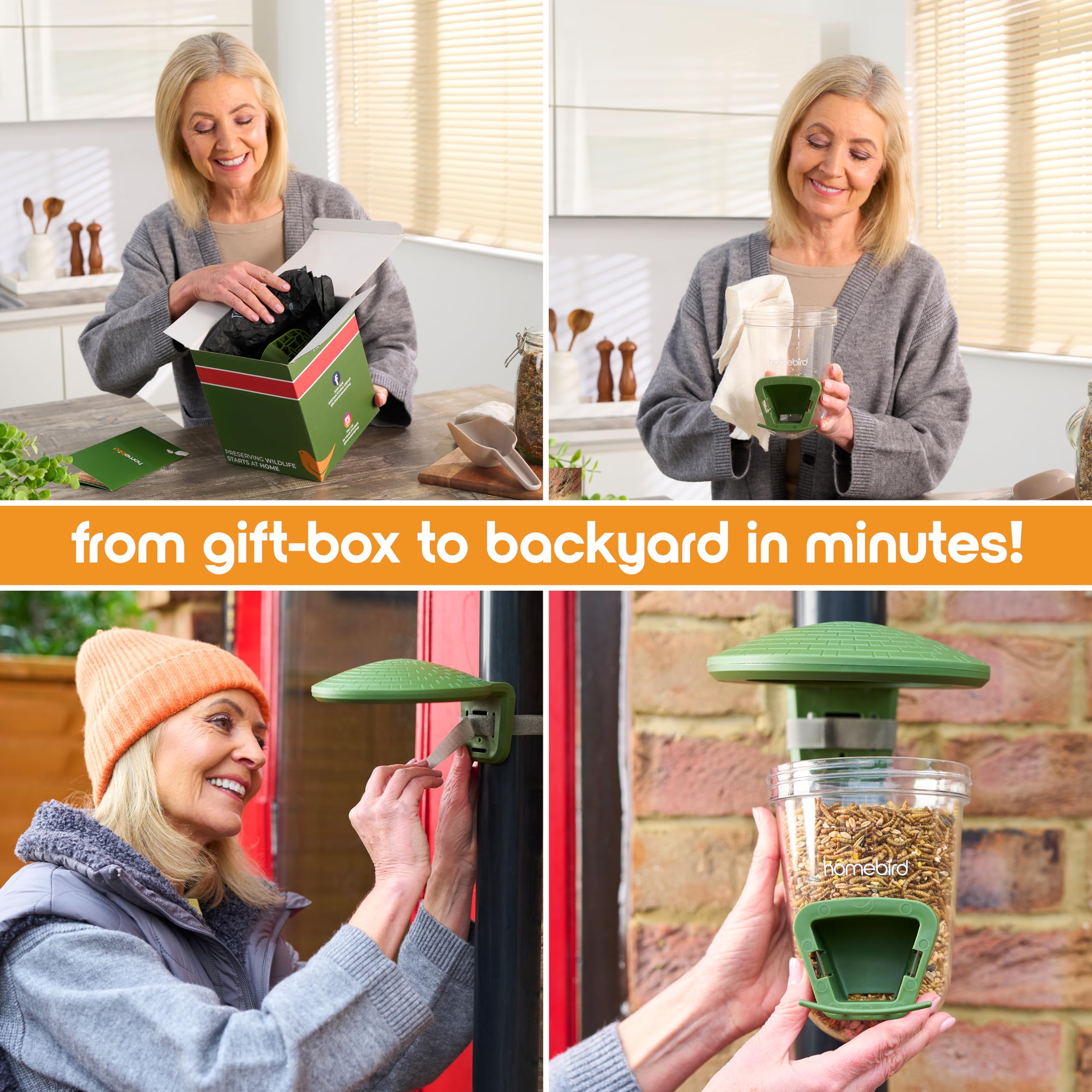Outdoor Bird Feeders for Small Birds - No Mess Bird Seed Feeder for Fences, Walls, Trees and Balcony – PerchPod for Wild Birds - UK Designed - Perfect Present for Bird Lovers — view 7