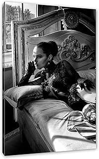 Pixxprint Frau mit sexy Dessous im Bett, Monochrome, Größe: 60x40cm, Leinwandbild, fertig gespannt, Wandbild, Dekoration, Kunstdruck, kein Poster