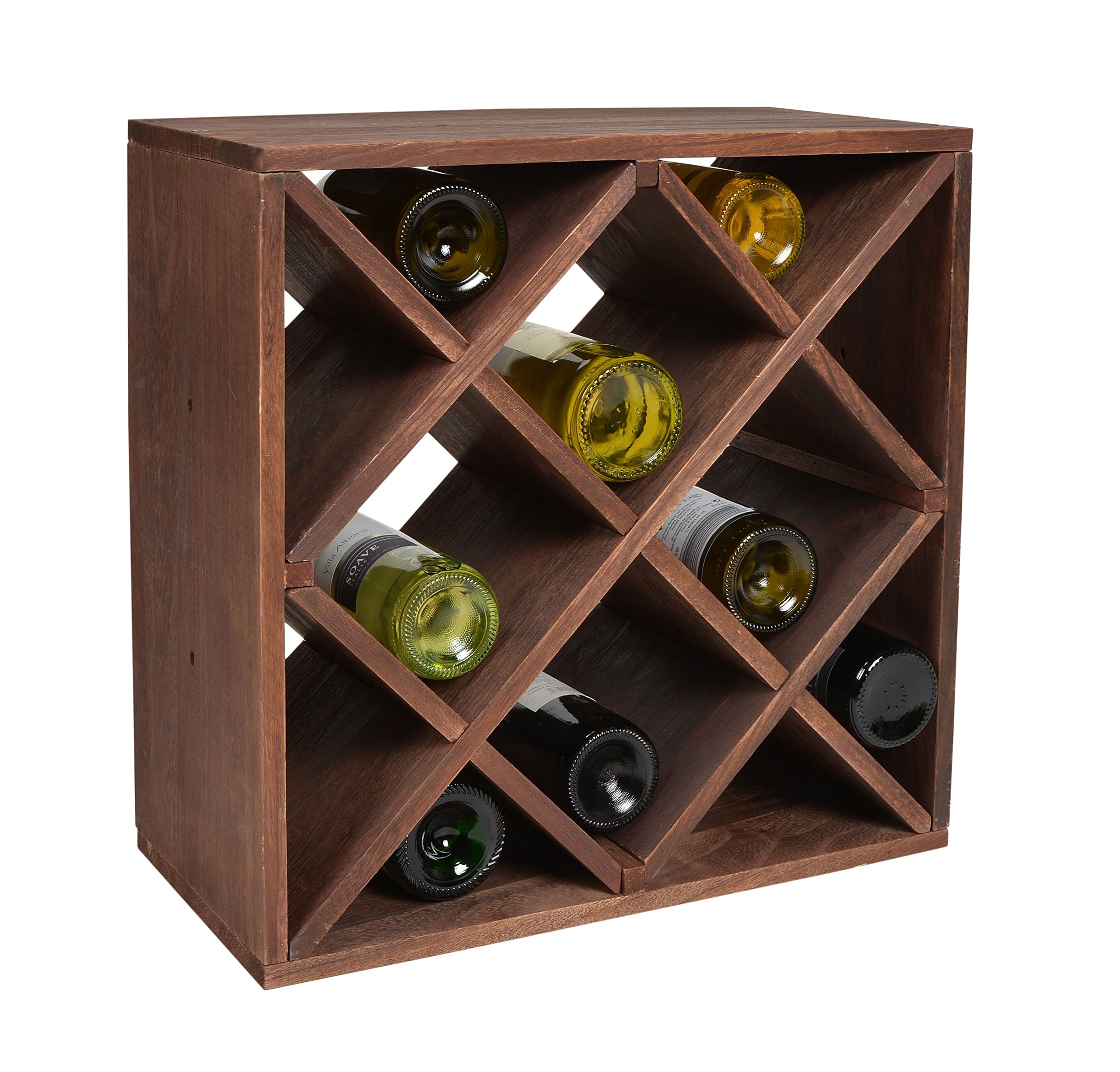 ts-ideen scaffalatura cubica per bottiglie di vino, impilabile, colore: marrone scuro, Legno, Dunkelbraun, Weinregal 4 x X