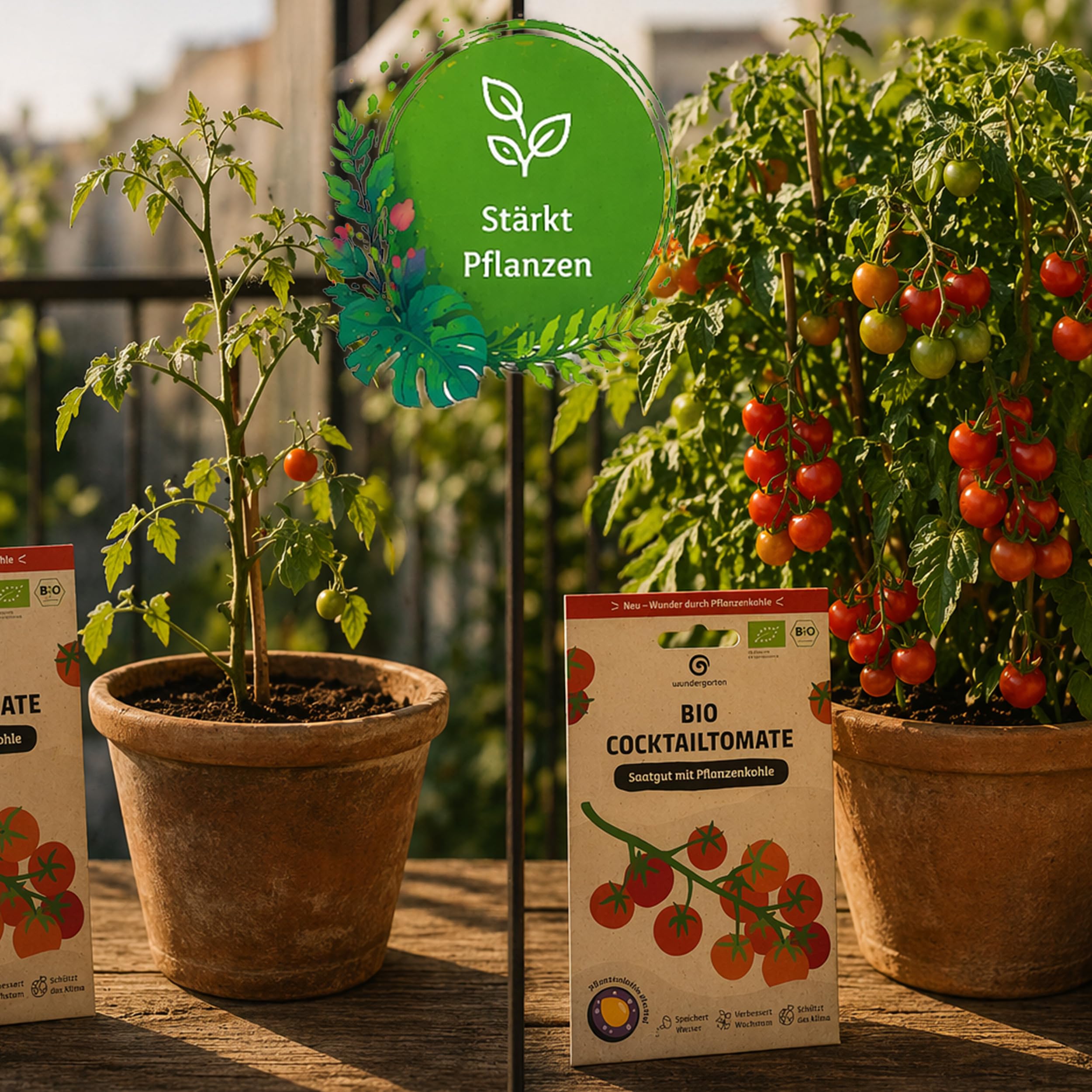 20x Bio Cocktailtomaten Saatgut Zuckertraube – Wundergarten – Mit Pflanzenkohle-Mantel – Hohe Keimrate & süße Snack-Tomaten – Gemüsesamen für Balkon, Garten & Gewächshaus
