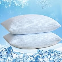DOWNCOOL Cooling Pillow Queen Size Set of 2, Adjustable Shredded Memory Foam Pillows for Sleeping, Cool Bed Pillows for Hot Sleepers, Supportive Firm Pillow for Side Back Stomach Sleepers, 20"X30"