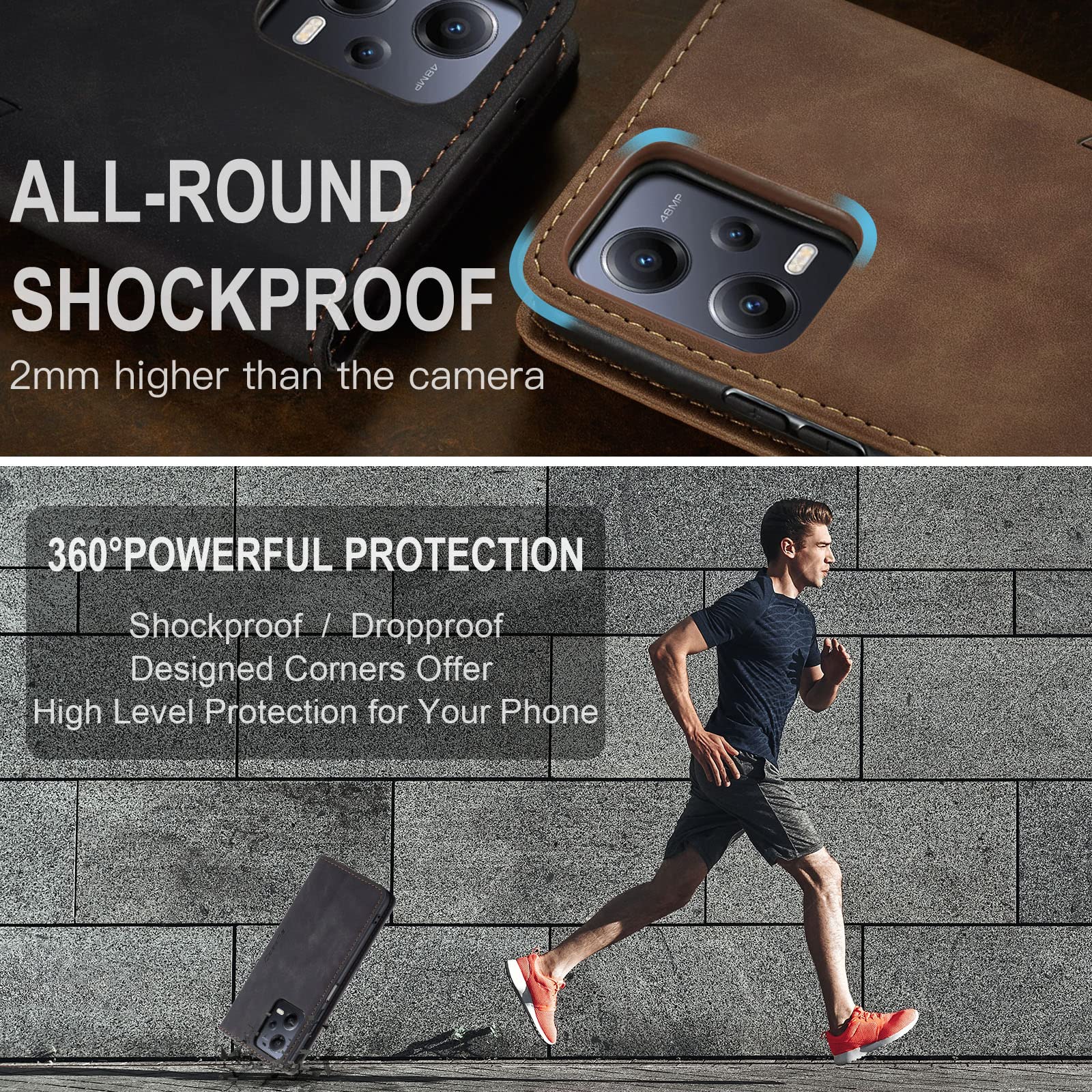 GoodcAcy Cover Per Xiaomi Redmi Note 12 4G, Con 9 Porta Carte Slot E Chiusura Magnetica,Antiurto Flip Wallet Protettiva Case Con Supporto E Laccio Tracolla,Custodia In Pelle PU-Rosso - Foto 7