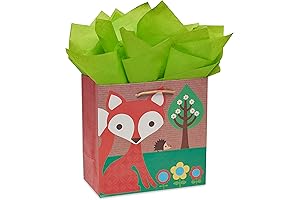 Papyrus 9” Medium Gift Bag with Tissue Paper (Fox) for Baby Showers or Birthdays
