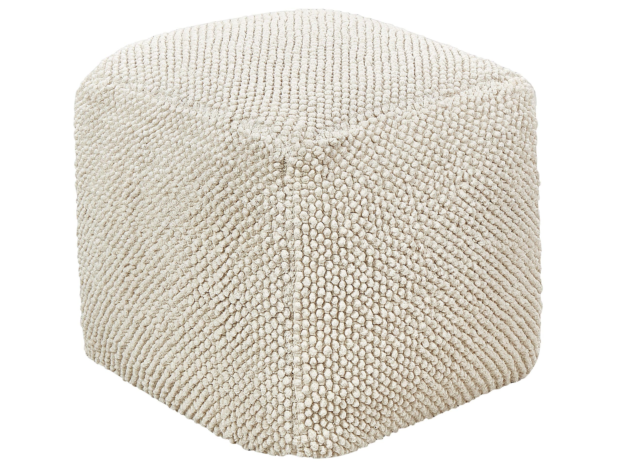 Puf otomana reposapiés escabel cuadrado textura estampado beige Joara