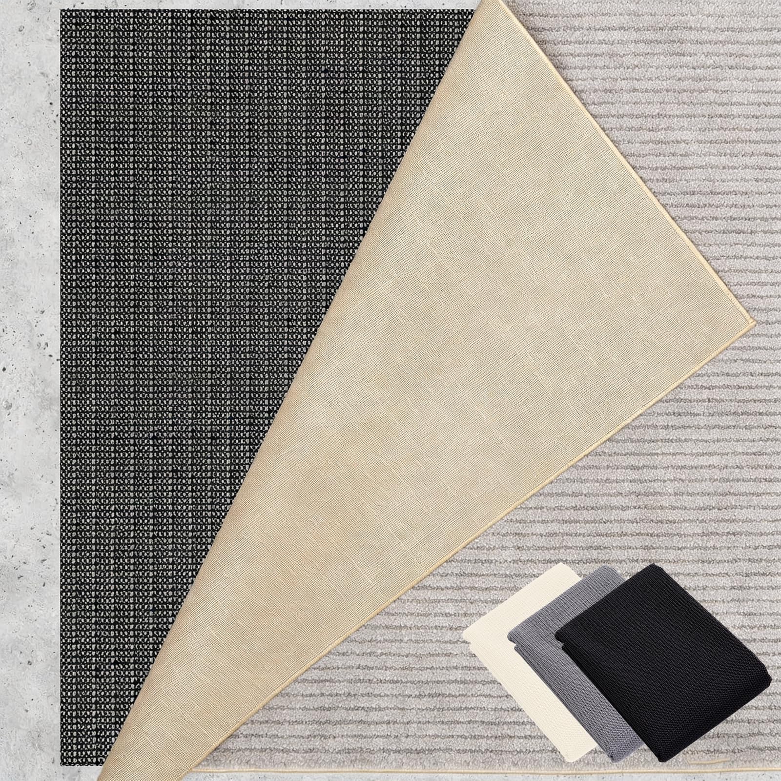 Sottotappeto Antiscivolo 170 x 190 cm Riutilizzabile, Inodore, Tagliabile, Lavabile e Personalizzabile Nelle Dimensioni, Tappetino Antiscivolo per Tappeto Perr Moquette, Nero