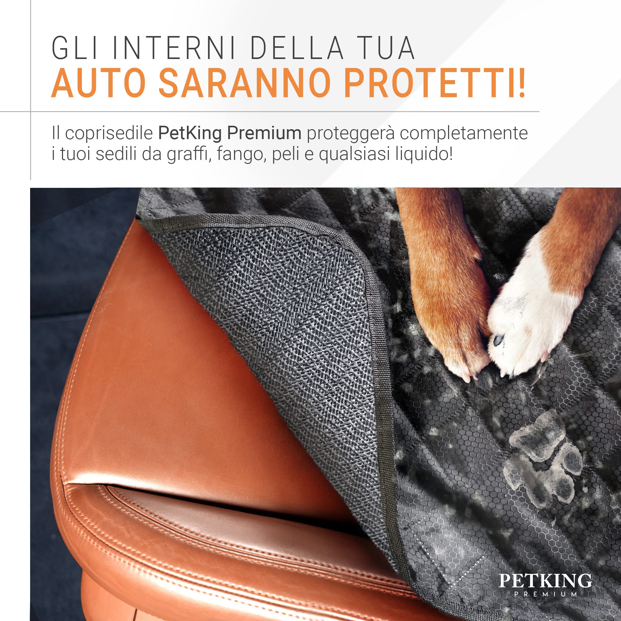 PetKing Premium Coprisedile Auto per Cani Telo Auto per Cani Telo Macchina Cane Auto Copri Sedile Posteriori Coprisedili Auto per Cani Coprisedile Posteriore Cane Copertura Sedili (Bench cover)