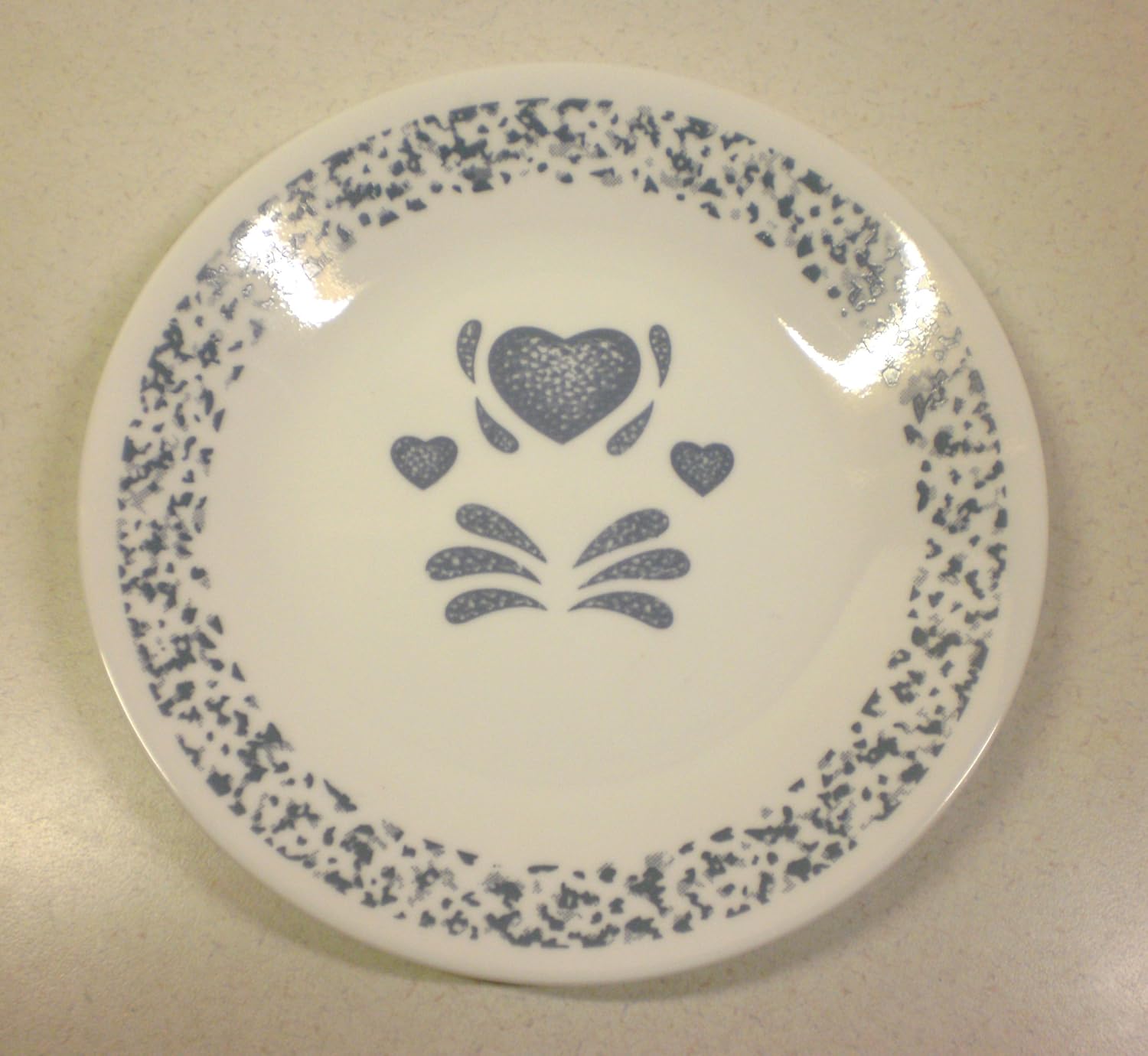 Corning Blue Hearts 6 3/4" Bread & Butter Plates - Set of 4
