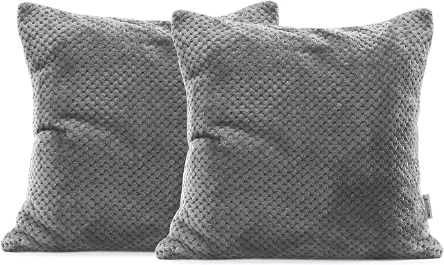 DecoKing Poszewki Na Poduszki 2 Sztuki 45x45 cm Mikrofibra Zamek Błyskawiczny Polar Stalowy Srebrny Szary Henry