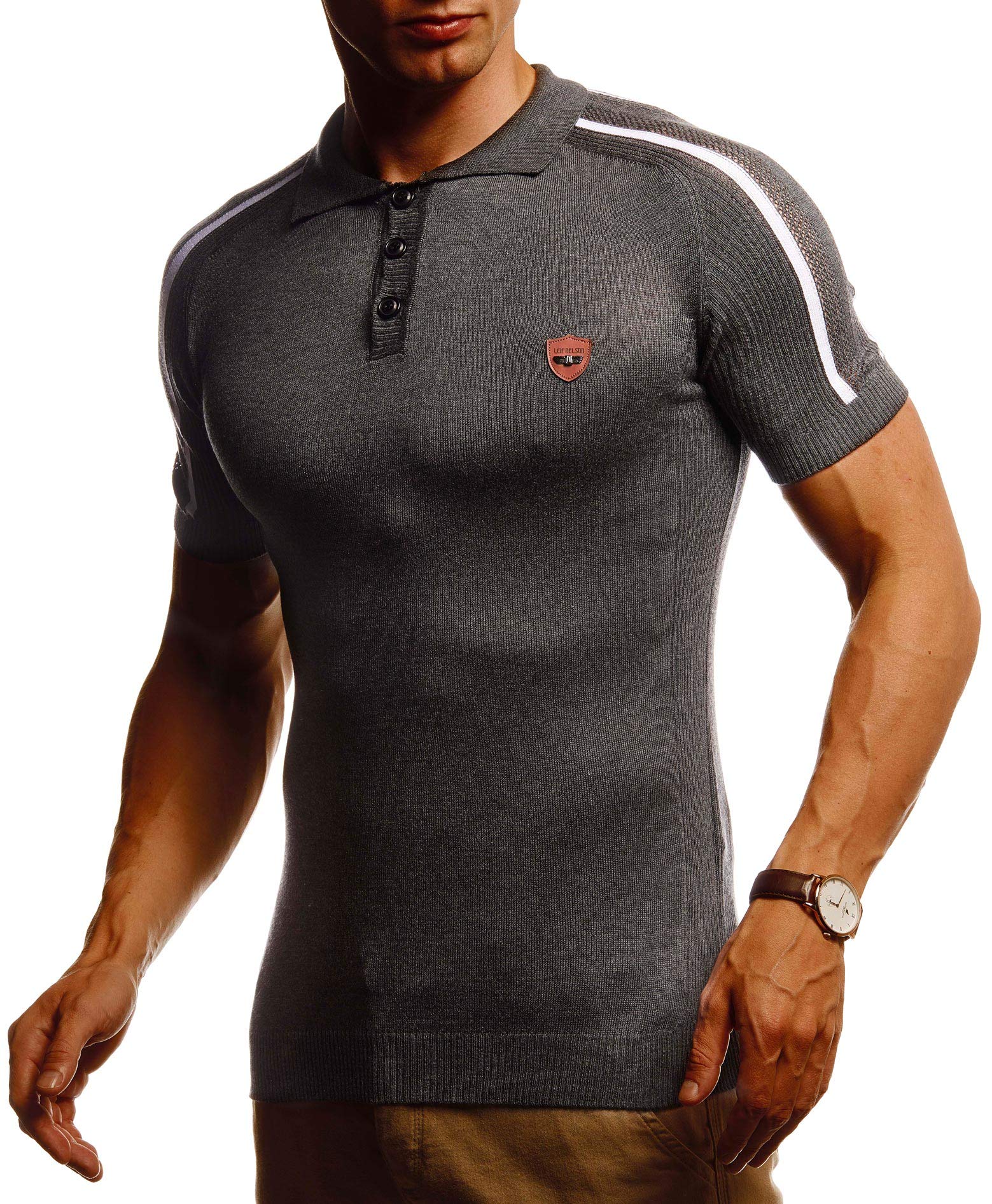 Leif Nelson LN20765 Men's Summer T-Shirt Polo Shirt Slim Fit Fine Knit Cool White Black Basic Men's Polo Shirts Boys Short Sleeve Shirt Top